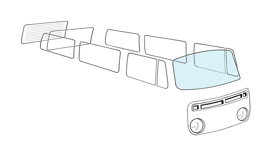Windschutzscheibe klar für VW Bus T2