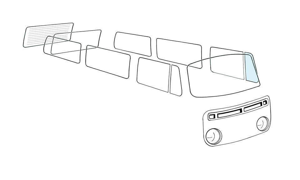 Dreiecksscheibe feststehend links klar für VW Bus T2