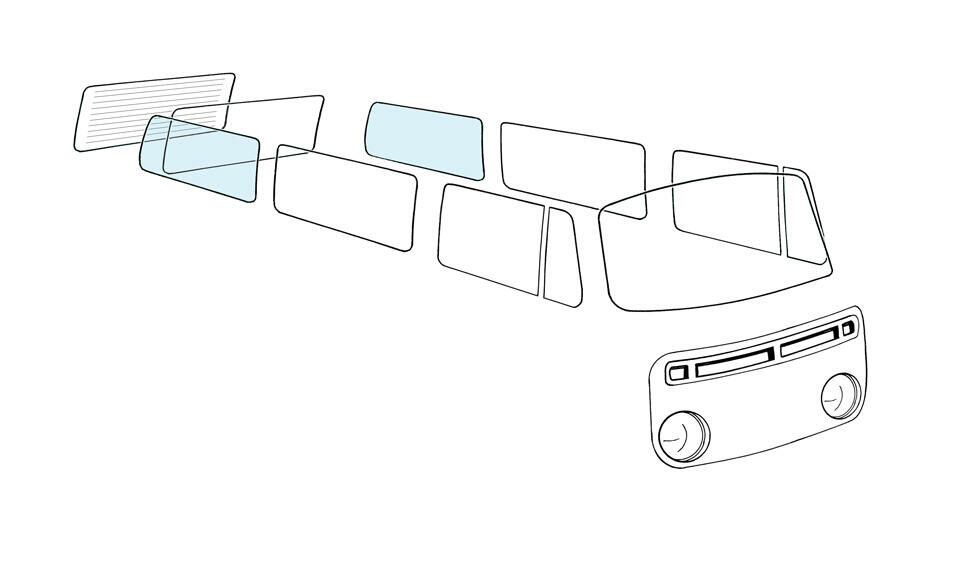 Seitenscheibe klar hinten links/rechts für VW Bus T2 mit Prüfzeichen