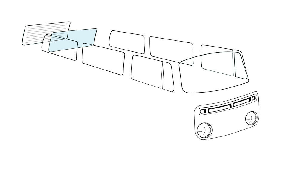Heckscheibe klar ohne Heizung für VW Bus T2