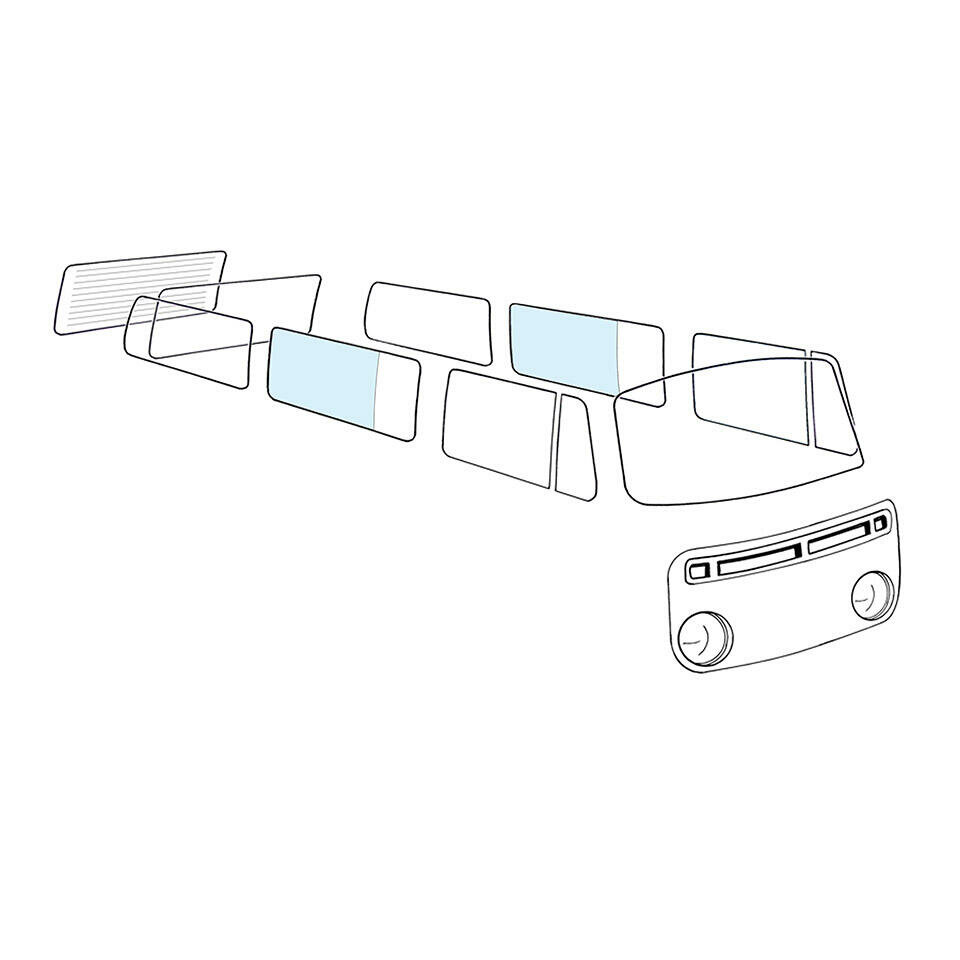 Seitenfensterscheibe klar Mitte 3/4 links rechts für VW Bus T2