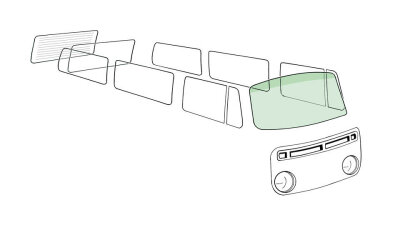 Windschutzscheibe gr&uuml;n mit Keil f&uuml;r VW Bus T2