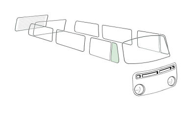 Drehfensterscheibe rechts grün für VW Bus T2