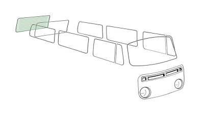 Heckscheibe gr&uuml;n beheizt f&uuml;r VW Bus T2