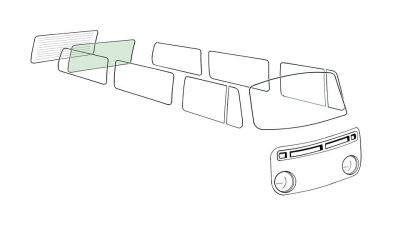 Heckscheibe grün ohne Heizung für VW Bus T2